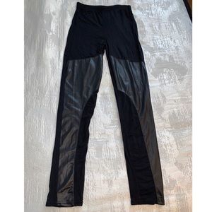 Leggings With Faux Leather Design